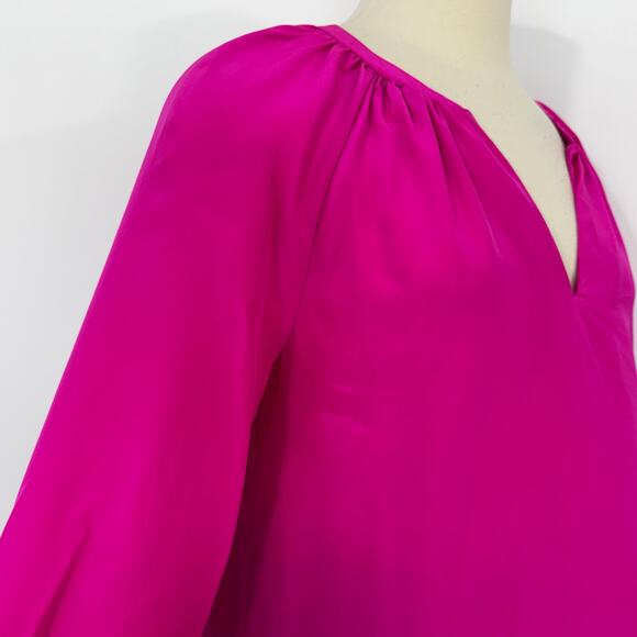 Lilly Pulitzer Leslie Silk Top Blouse Raz Berry Hot Pink Strappy Cutout Back L - Picture 11 of 14